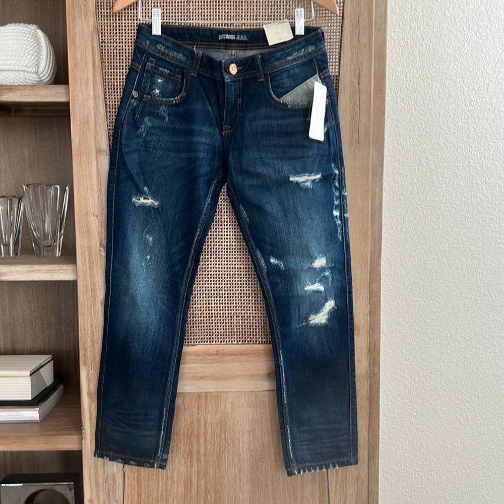 Zara Mid-Waist Relaxed Denim Jean Dark Wash Women Size 2 EUR 34 NWT